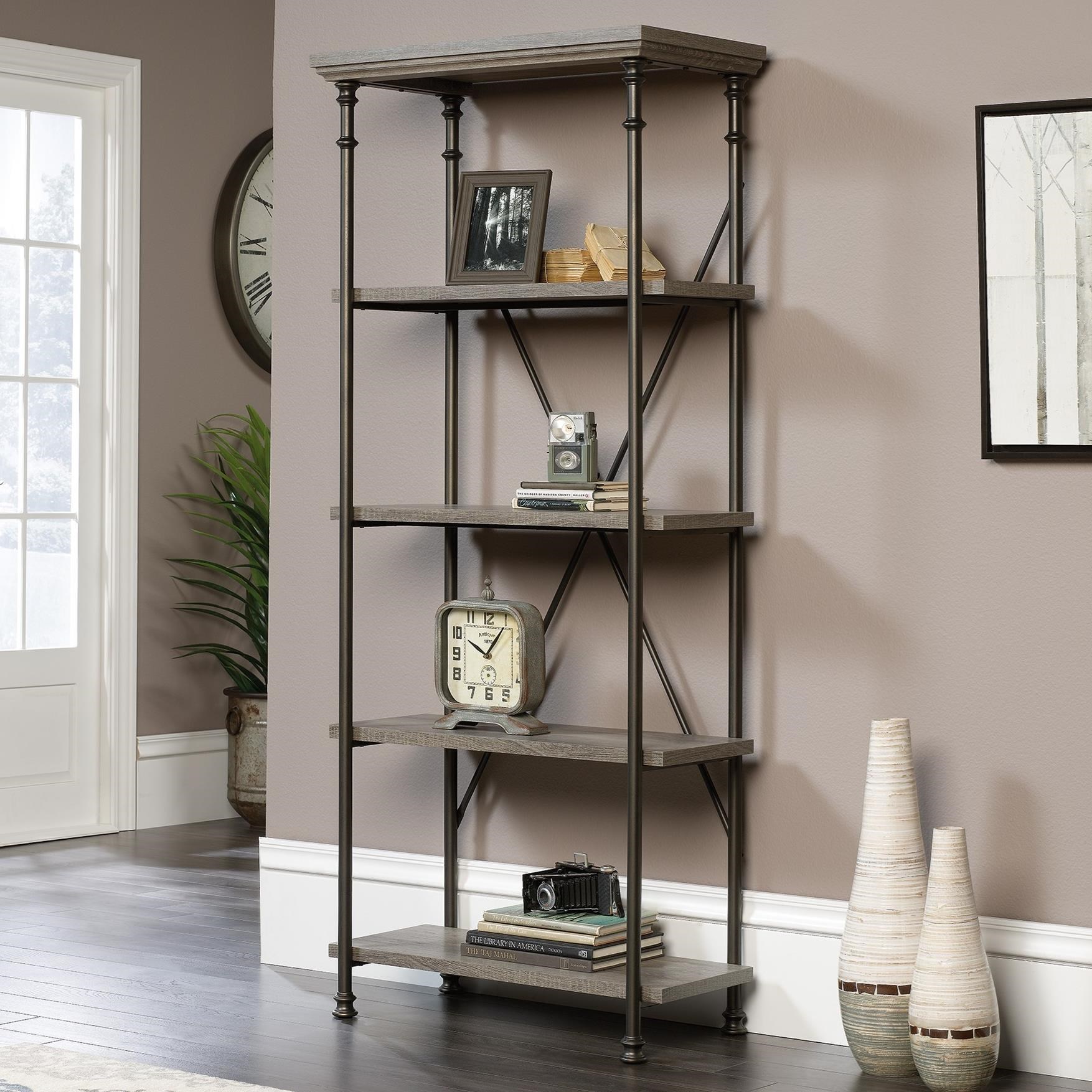 Sauder Canal Street 5Shelf Bookcase with Metal Frame Darvin